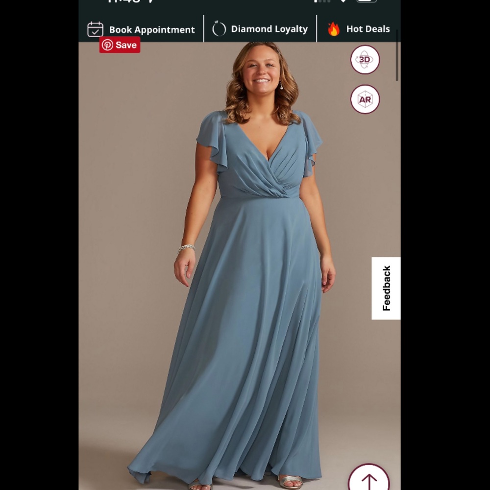 Dusty Blue Flutter Sleeve Dress